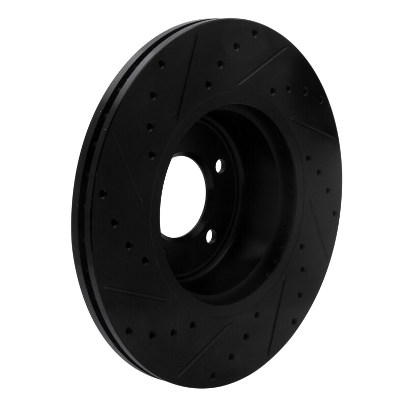 BMW 135IS Brake Rotor (1) - Front Right - R1 Concepts - Drilled & Slotted - Black - `06-`13